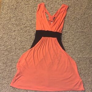 Elegant Coral and Black Women's Dress